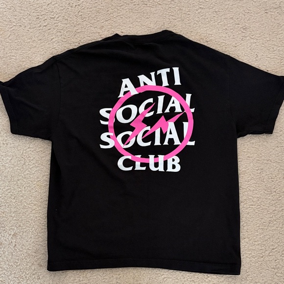 Anti Social Social Club x Fragment Design Pink Bolt Tee Black XL - Picture 4 of 7